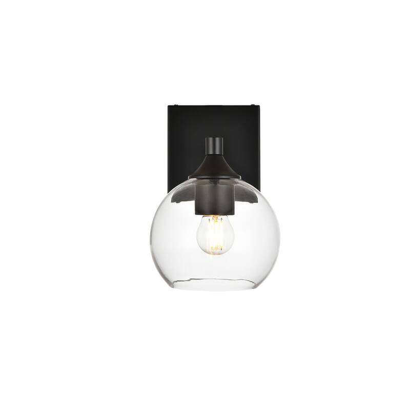 Felz 1 Light Black and Clear Bath Sconce - 6 - Black