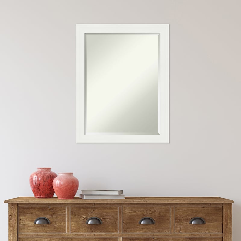 Beveled Wall Mirror - Vanity White Narrow Frame - Vanity White Narrow