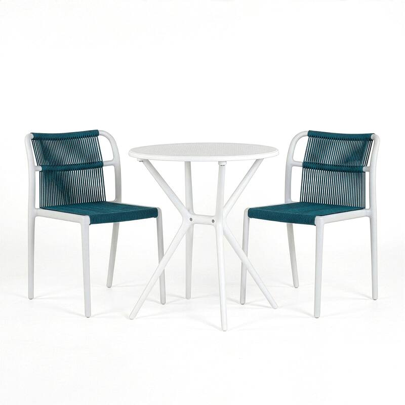 Belden Bates Blue White Outdoor Dining 2 Seats Set