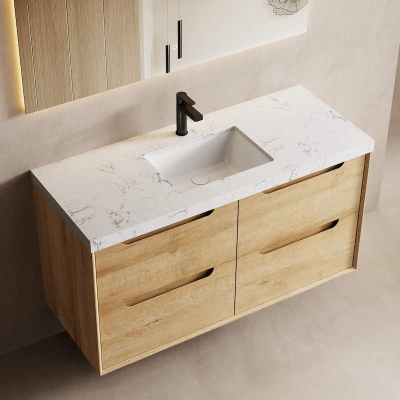 Prismis 36" 48" Wall-Mount Premium Bathroom Vanity with Upgraded Top