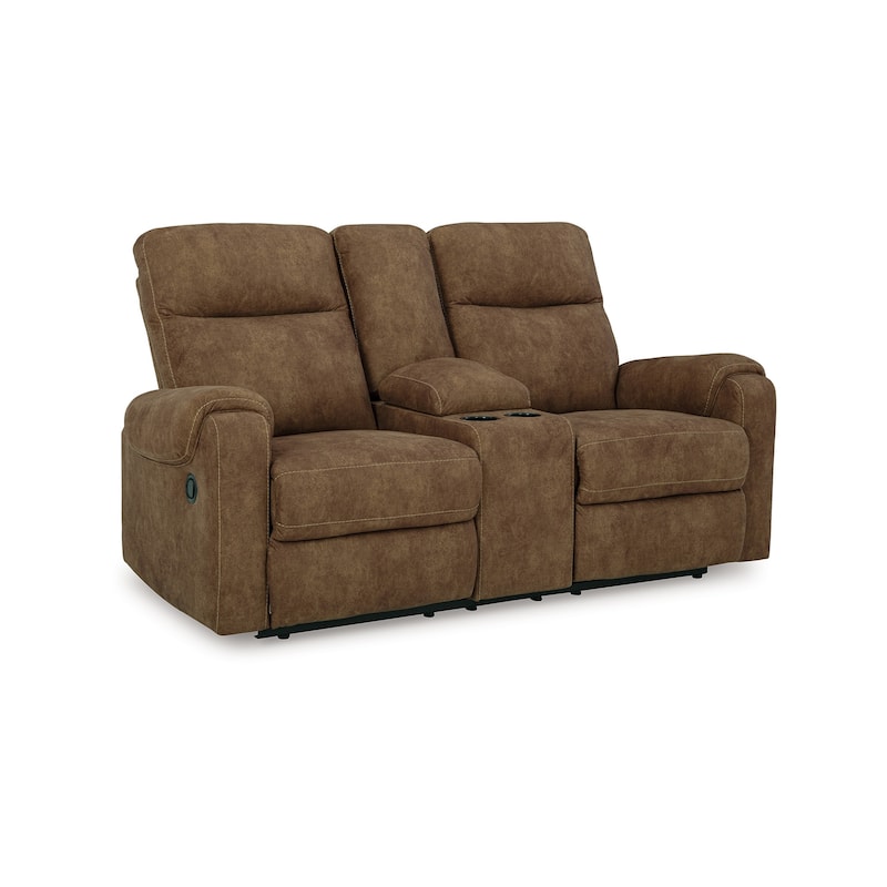 Woli Manual Recliner Loveseat, 75 Inch, Classic Brown Faux Leather