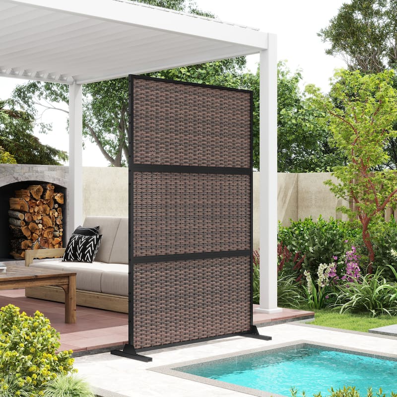 Outdoor Privacy Screen with Stand for Patio Garden Metal Fence