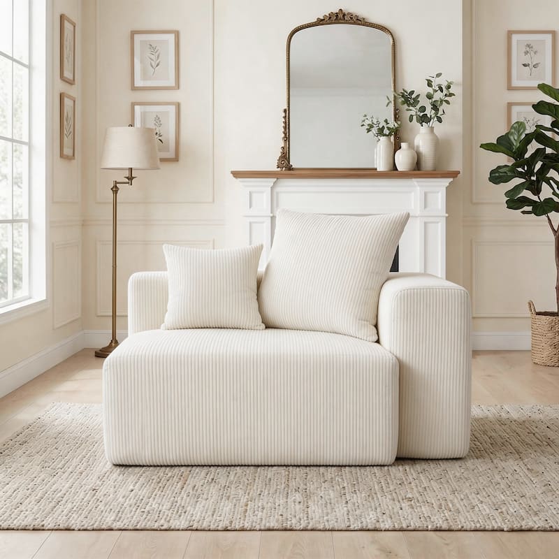 51"W Oversized Modular No Assembly Corduroy Accent Corner Chair