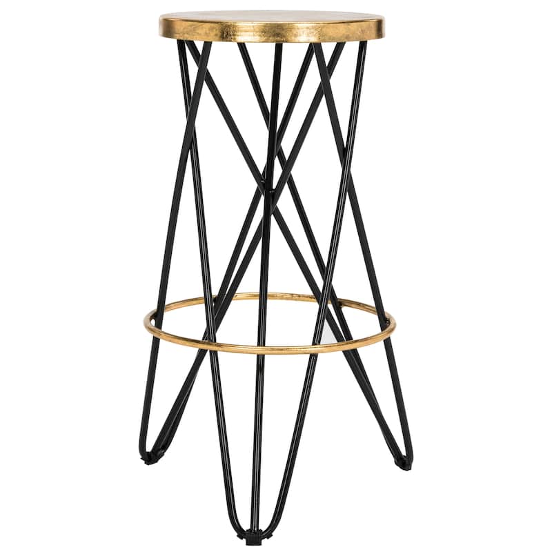 SAFAVIEH Elissa 30 Inch Gold Leaf Bar Stool - 18" x 18" x 30" - 18Wx18Dx30H