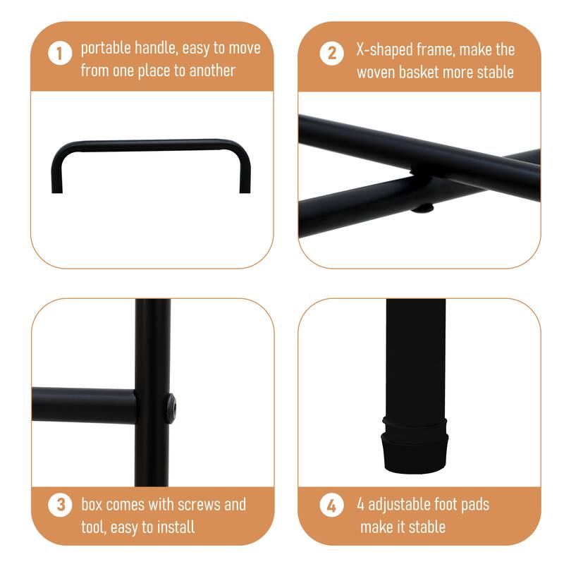 Anmytek 3 Tier Woven Storage Cart Black Organizer for Kitchen Bathroom Living Room