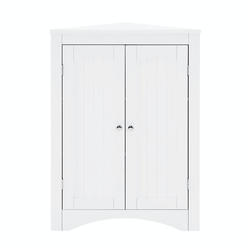 Corner Cabinet with Doors & Shelves: Ideal for Bathroom, Kitchen, or Living Room. Stylish Free-Standing Storage