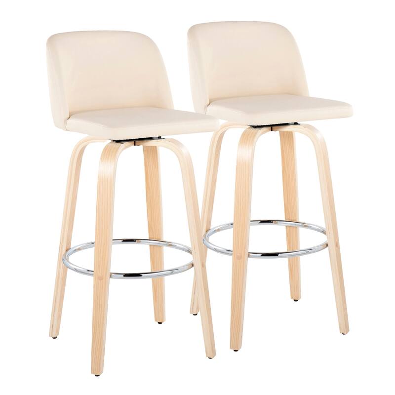 Carson Carrington Vallberga 30" Fixed-Height Bar Stool with Natural Wood Base (Set of 2)