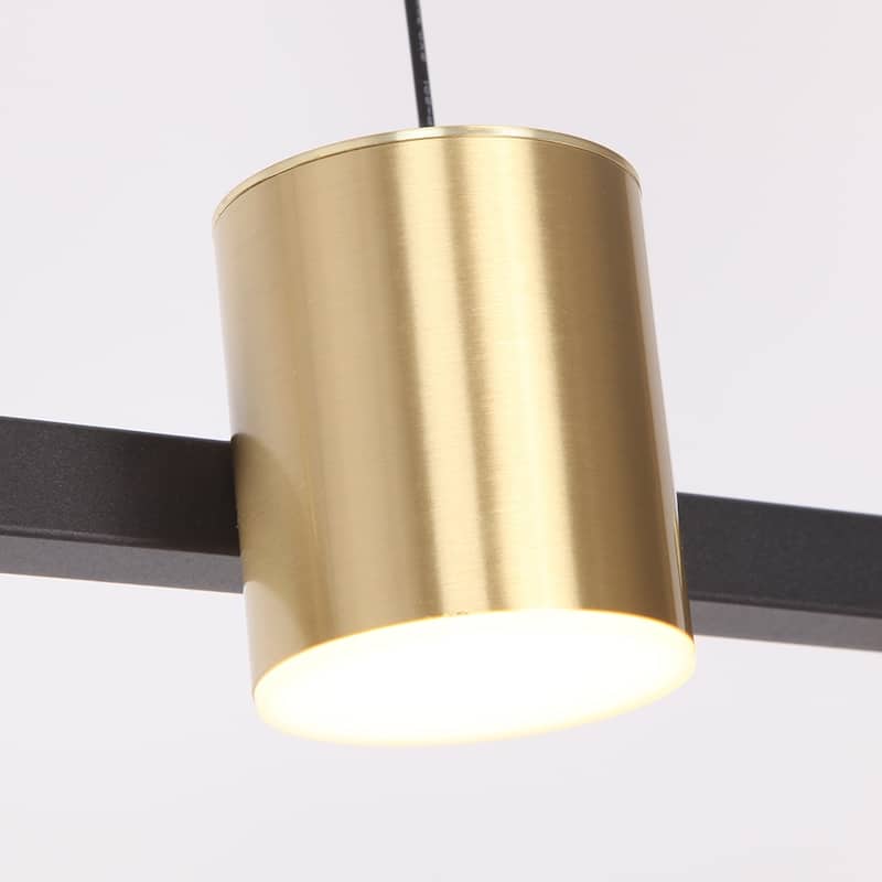 6-Light Modern Kitchen Island Linear Dimmable LED Pendant - Black+Brass