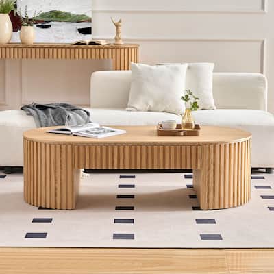 Mid Century Modern Coffee Table Oval Coffee Table Stylish Coffee Table with Drawers Handmade Embossed, for Living Room