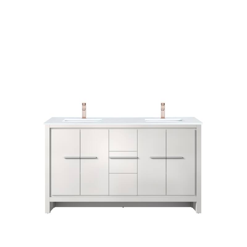 Lafarre Bath Vanity Quartz Top, Sink and Rose Gold Faucet