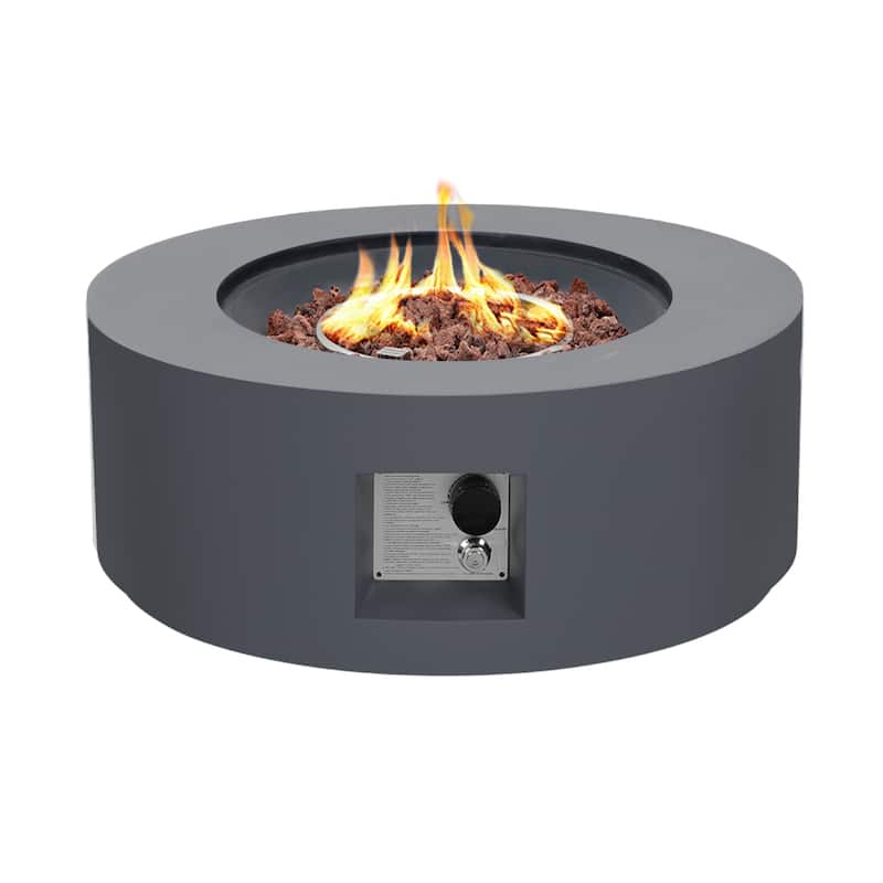 Patio Watcher 28" Iron Round Propane Fire Pit Table with Tank Holder for Outside Garden
