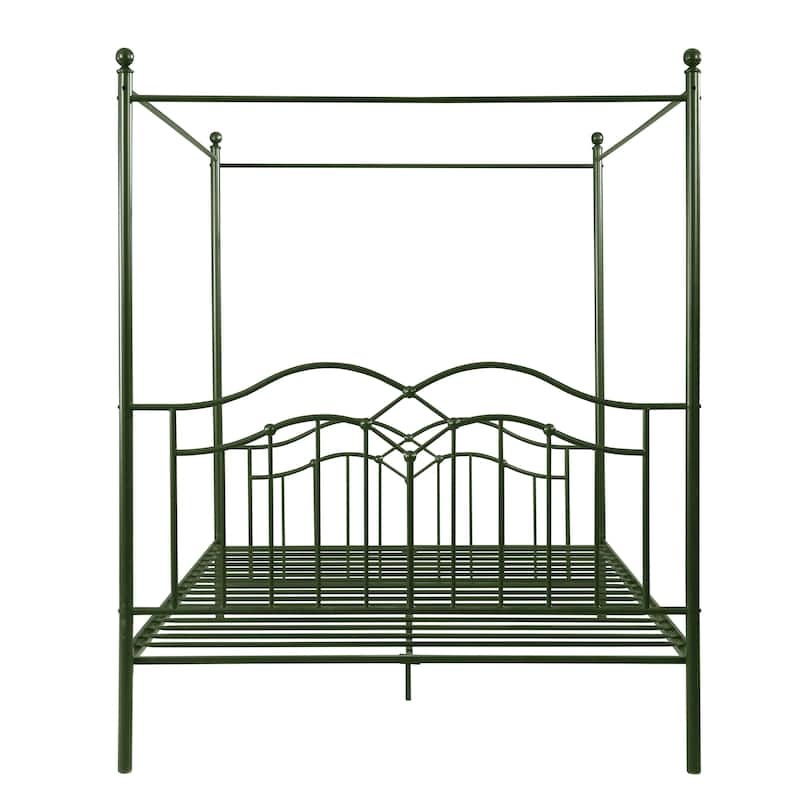 Christopher Knight Home - Voss Queen Iron Canopy Bed Frame with Four-Post Canopy Design