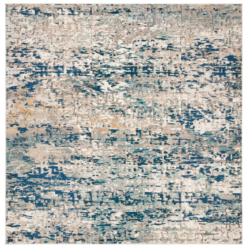 SAFAVIEH Madison Loane Modern Abstract Rug - 6'7" Square - Grey/Blue - Square
