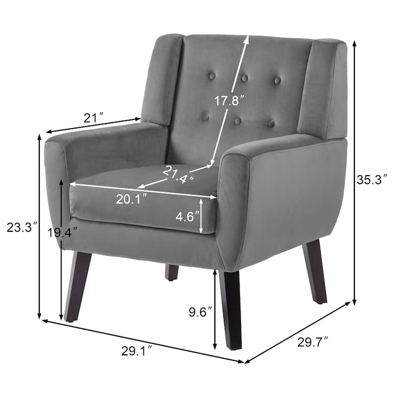 Velvet Upholstered Armchair Tufted Accent Chair