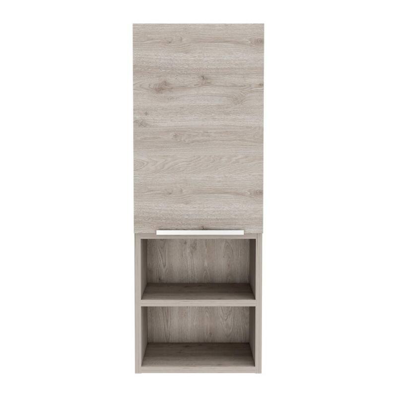 Hazelton Medicine Cabinet with Open and Interior Shelves, Light Gray Finish, 32.1" H x 11.8" W x 9.96" D