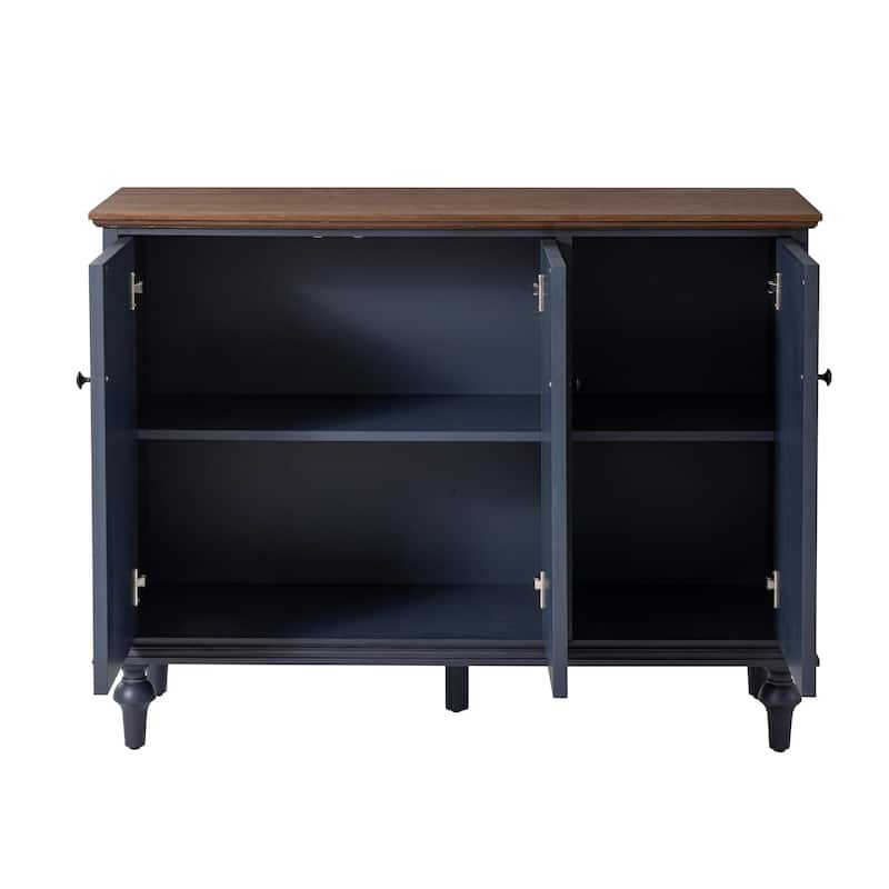 COZAYH Vintage Storage Cabinet With Plaid Pattern Front, Rustic Sideboards With Push-to-open Doors For Bedroom, Living Room