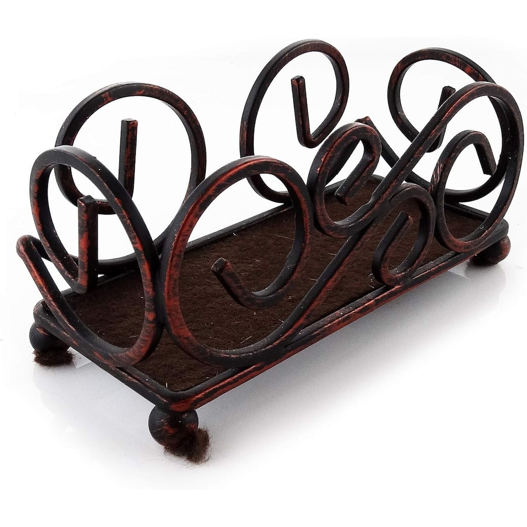 Bronze Colored Iron Coaster Holder with Ball Feet 5" x 5 x 2 Holds 4-4" Round or Square Coasters