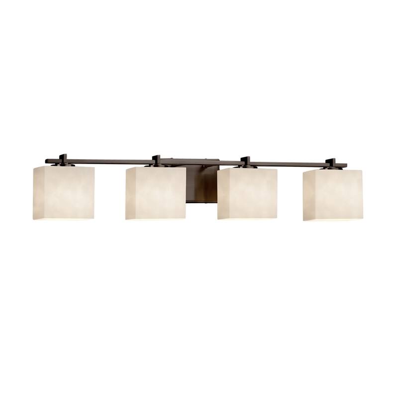 Justice Design Clouds Era 4-light Dark Bronze Bath Light, Off-white Rectangle Shade