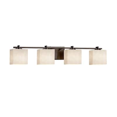 Justice Design Clouds Era 4-light Dark Bronze Bath Light, Off-white Rectangle Shade