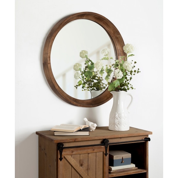 Kate and Laurel Colfax Round Wood Framed Wall Mirror - Natural. Opens flyout.