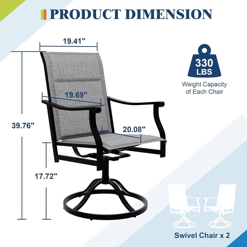 2PCS Outdoor Swivel Dining Chairs for Poolside Lawn Garden - N/A