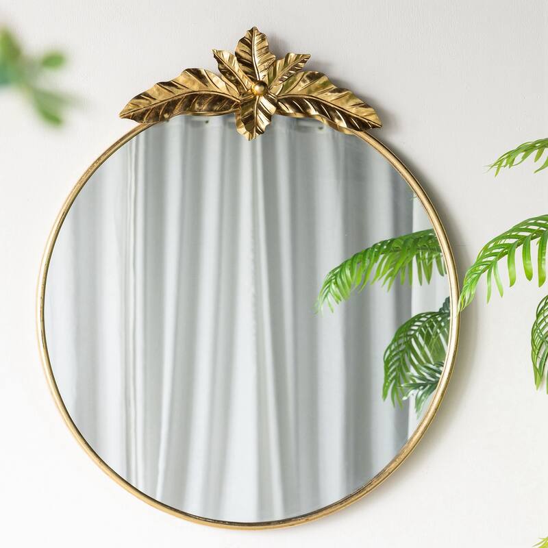 36" x 41" Large Round Wall Mirror with Gold Metal Frame - Gold