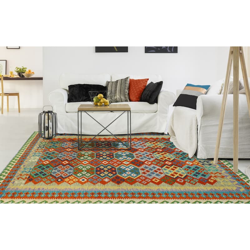 Flatweave Rylee Red/Blue Rug - 6'10" x 9'10"