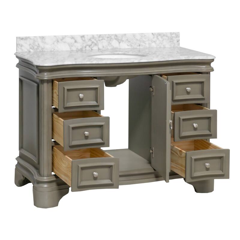 KitchenBathCollection Katherine 48" Bathroom Vanity with Carrara Marble Top