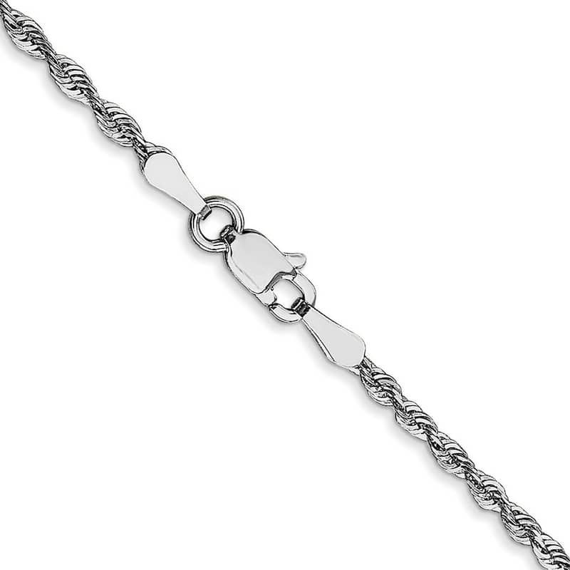 Curata 10k White Gold 2mm Diamond Cut Lightweight Rope Chain Necklace For Men