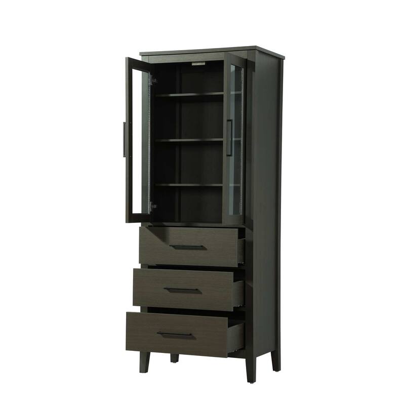 Laura 16-28 Inch Bath Storage Glass Cabinet