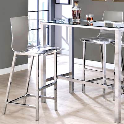 Sleek Design Clear Acrylic with Chrome Base Bar Stools (Set of 2)