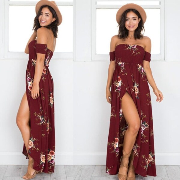 floral bandeau maxi dress