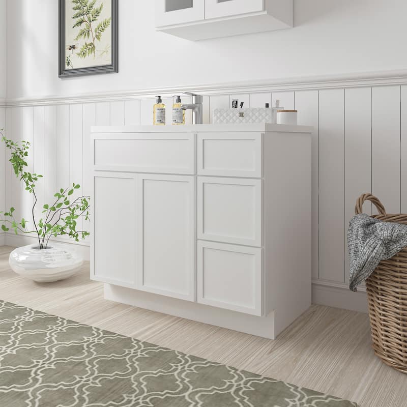 Vanity Art 36" Oak Freestanding Bathroom Vanity Cabinet without Top