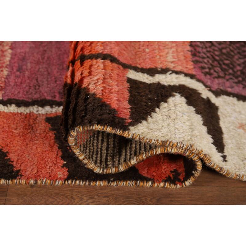Moroccan Oriental Area Rug Hand-Knotted Abstract Wool Carpet - 8'10" x 12'2"