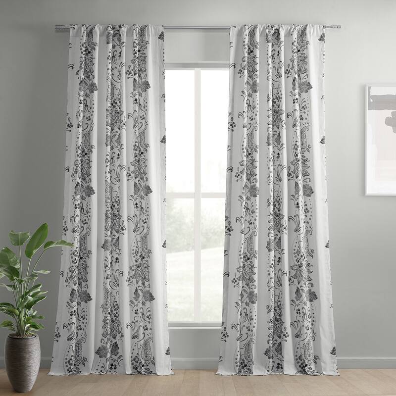 Exclusive Fabrics Textured Cotton Printed Curtains for Bedroom and Living room (1 Panel)