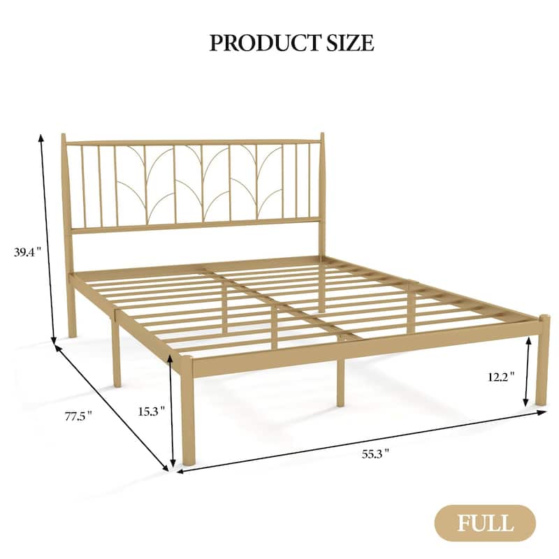Metal Platform Bed with Exquisite Headboard