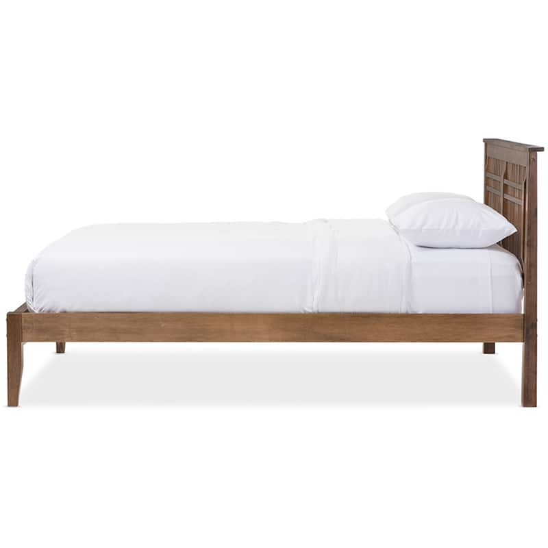 Solid Walnut Wood Platform Bed - Full Size, Mid-Century Modern Design, Low Profile, Storage & Tapered Legs