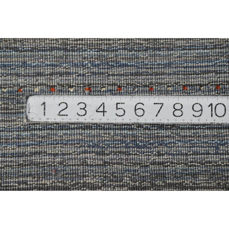 Navy Blue/ Gray Gabbeh Oriental Foyer Rug Hand-Knotted Wool Carpet - 3'0"x 4'10"