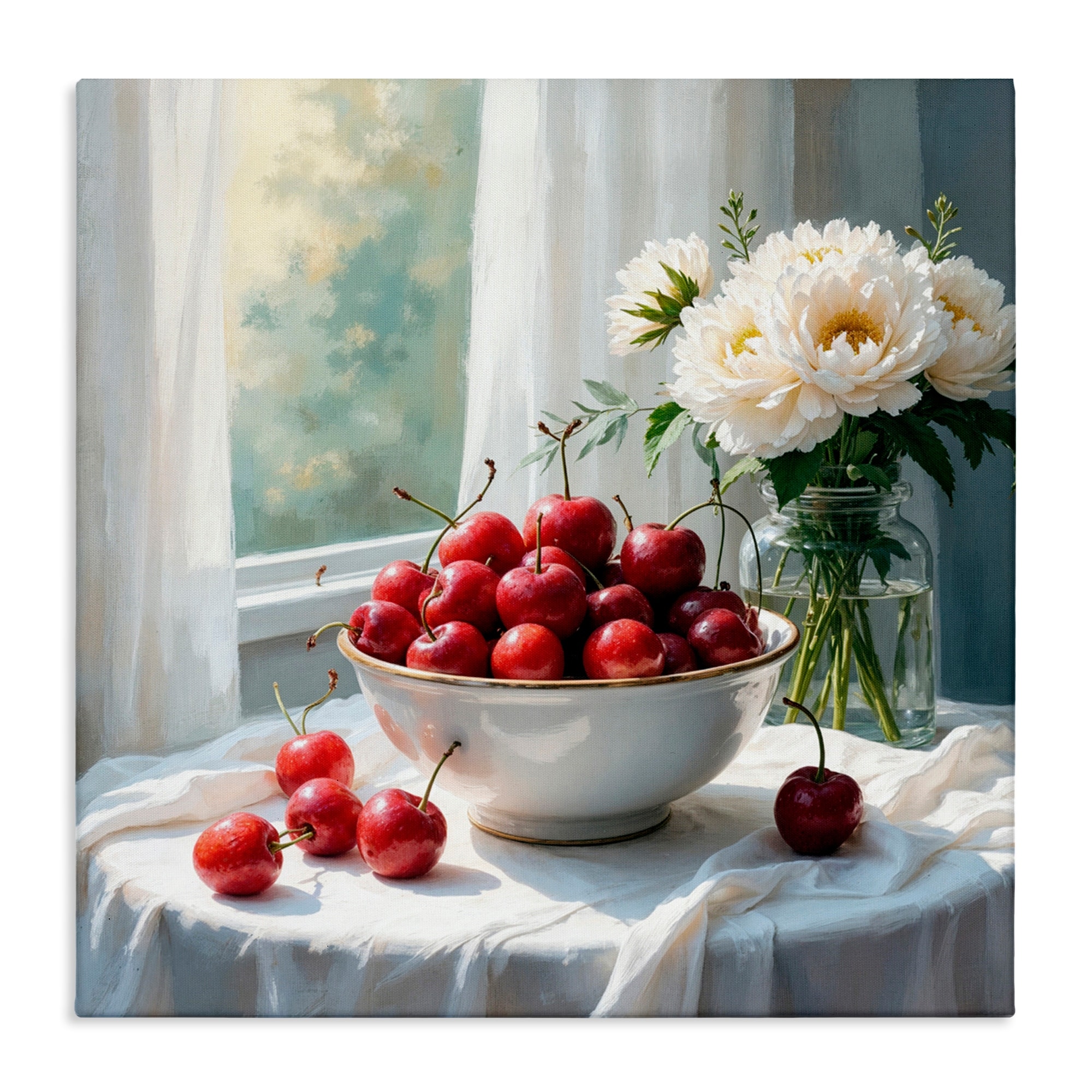 Stupell Cherries & Flowers Still Life Canvas Wall Art Design By Lettered and Lined