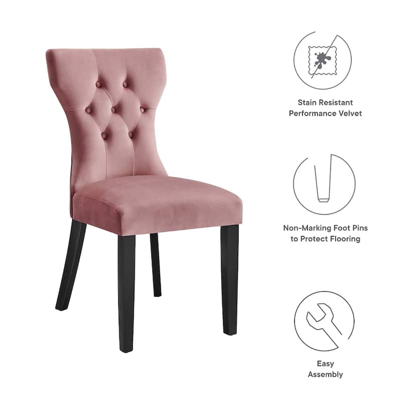 Silhouette Performance Velvet Dining Chairs - Set of 2 - N/A