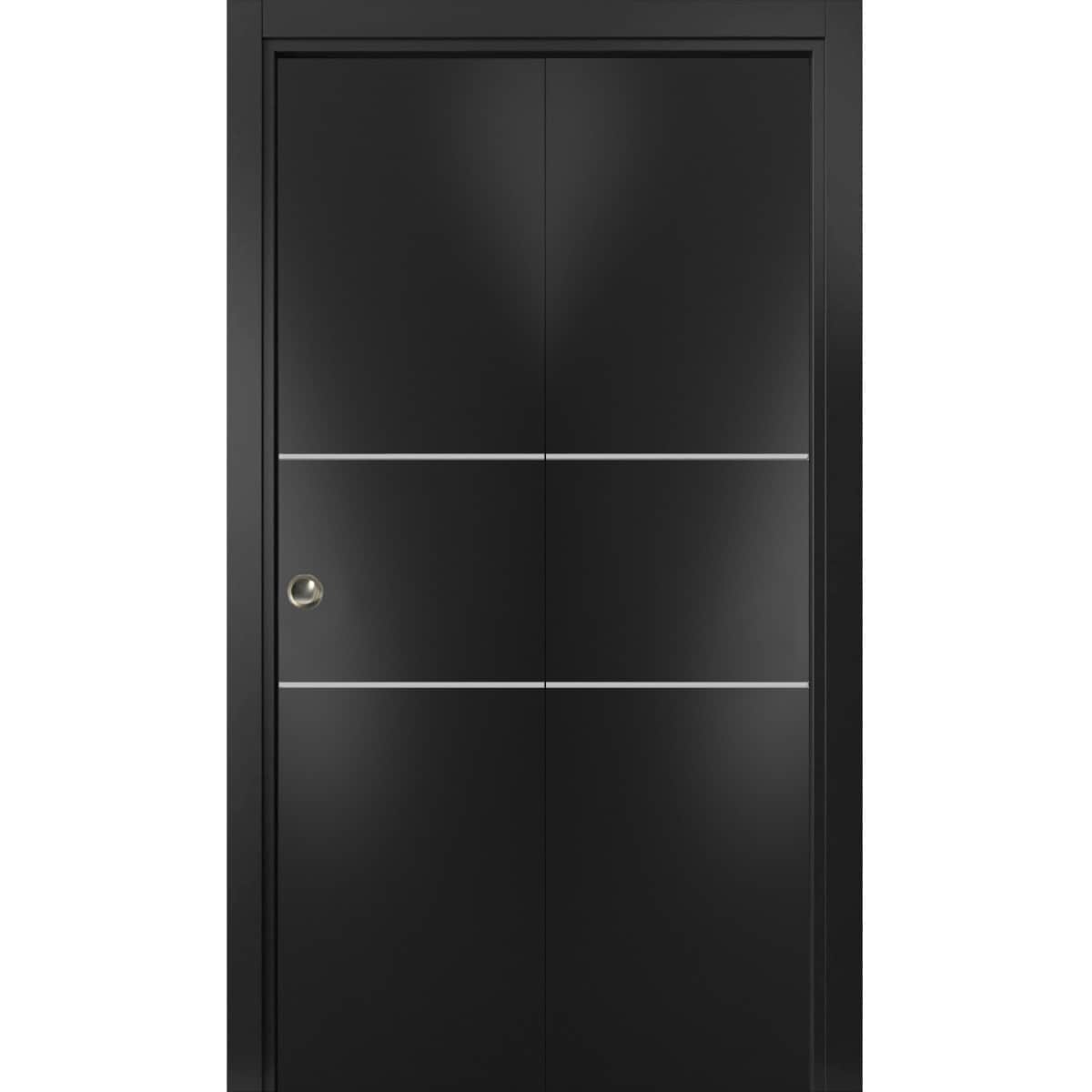 Bi-fold Doors 36 x 80 Planum 0110 Matte Black with Sturdy Tracks