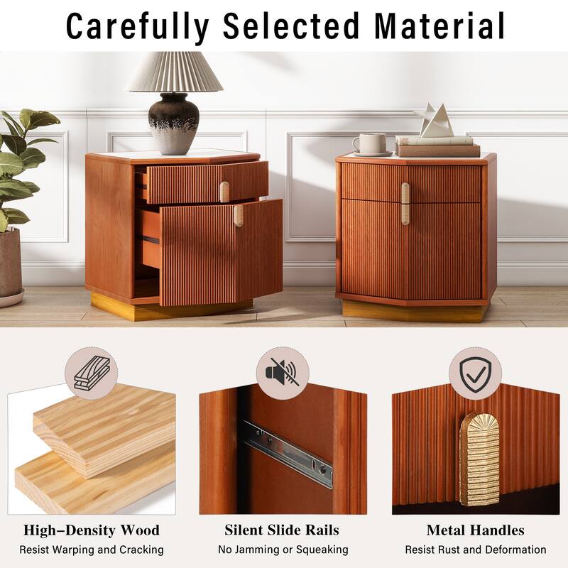 Christopher Knight Home - Silvio Nightstand with Manufactured Wood and Prism Silhouette