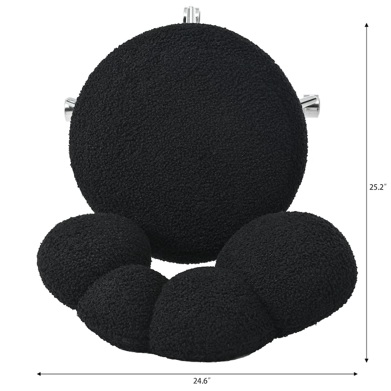 Black Modern 24.6" Upholstered 360° Swivel Accent Chair with Five Durable Casters and High-Density Soft Sponge