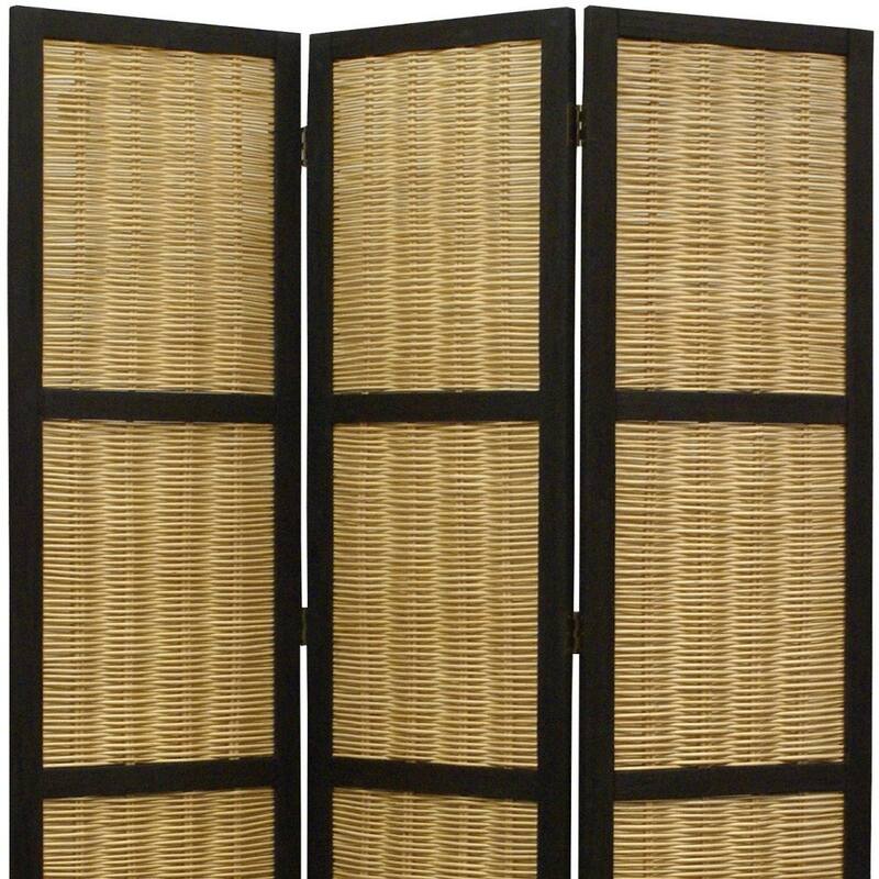 HomeRoots 67" Brown Folding Three Panel Screen Room Divider - 47' X '67' X '1