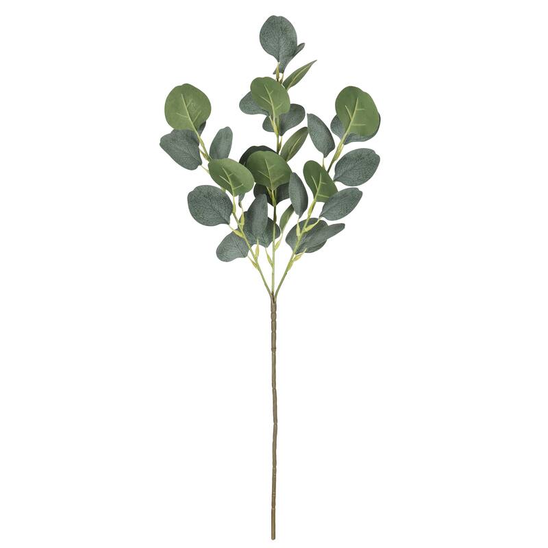 Set of 4 Frosted Green Artificial Silver Dollar Eucalyptus Leaf Stem Plant Greenery Foliage Spray Branch 25in