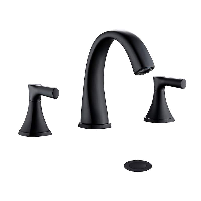 Proox 8" Widespread Bathroom SpotShield Basin Faucet w/ Drain Assembly - Matte Black
