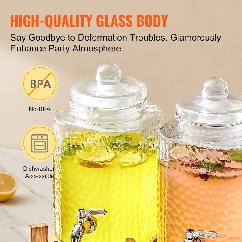 Beverage Dispenser with Spigot and Lid, Iced Tea Lemonade Juice Water Dispenser