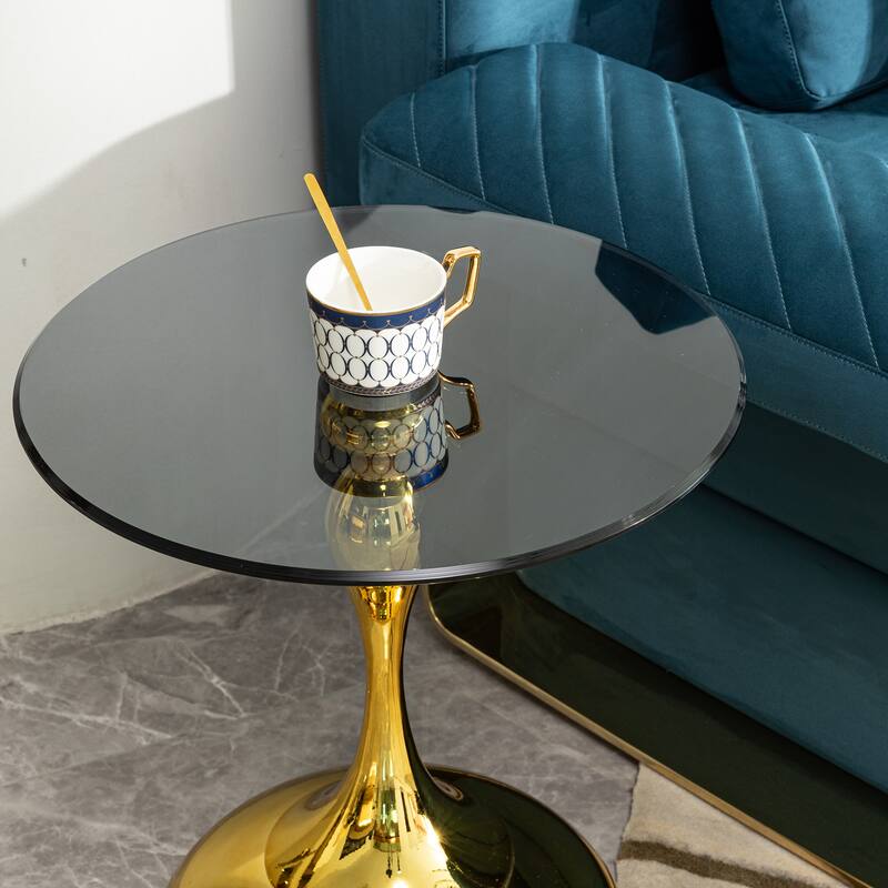 small round side table for small space ,Cocktail Table,,Small Coffee Table, end table, tempered glass top