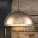 preview thumbnail 1 of 12, 1-Light Industrial Vintage Distressed Brass with Gold Leaf Dome Pot Lid Pendant Light/ Gold Kitchen Island Lighting 19.6 in. W x 11.8 in. H - Distressed Brass