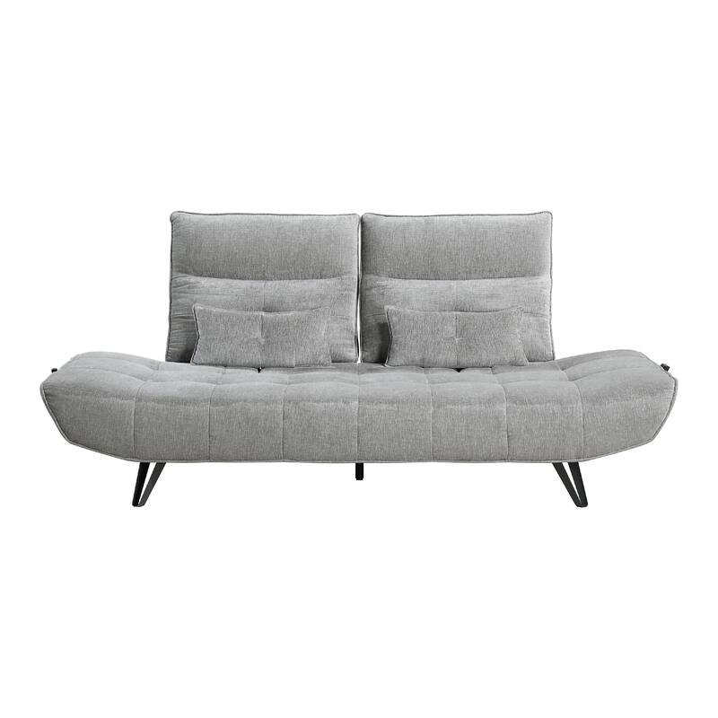 Kyan Adjustable Depth Power Reclining Sofa, 2 Pillows, Gray Chenille